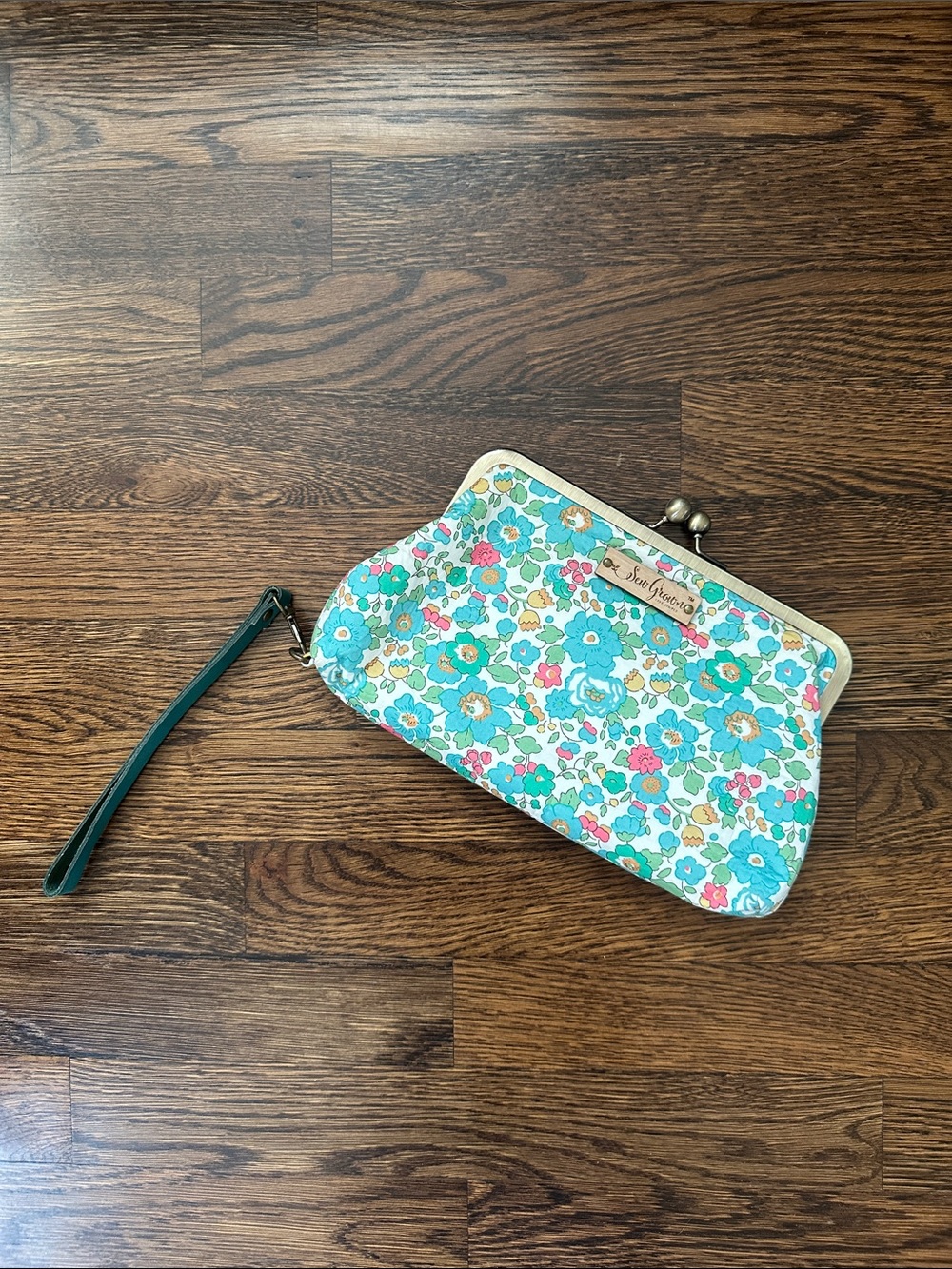 Handmade Sew Grown Liberty Style Floral Frame Wallet Wristlet Clutch